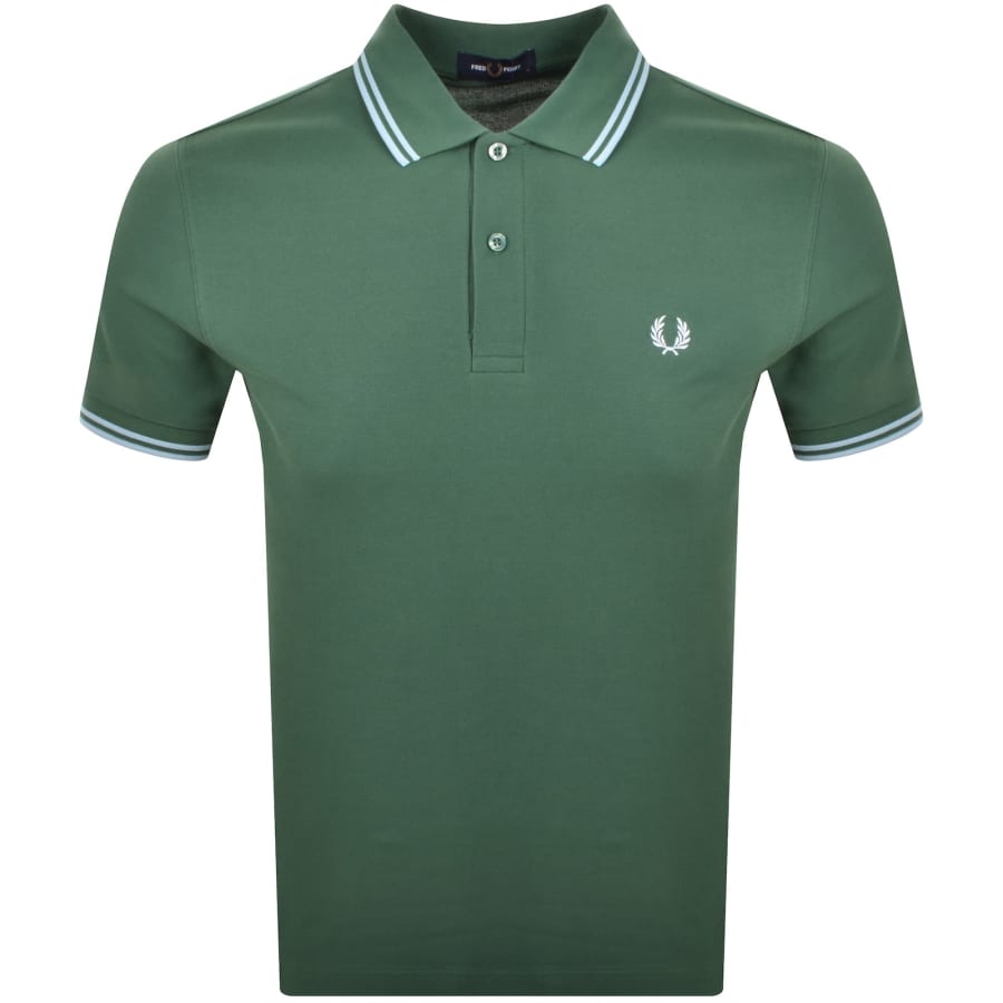 ★FRED PERRY★ Baseline Twin Tip T-Shirt Night Green Light E Twin Tipped T-Shirt - Night Green / Light Ecru / Olive Mint